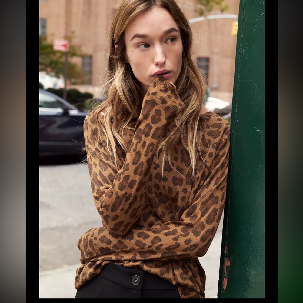 Zara fine knit animal print jumper, top sweater